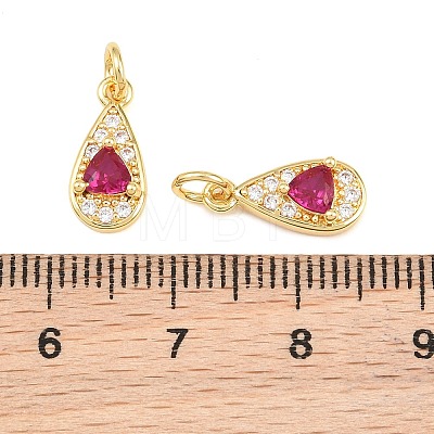 Brass Micro Pave Medium Violet Red Cubic Zirconia Charms CU-CBAB3AD-07G-01-1