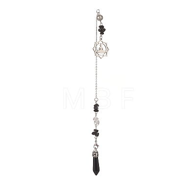 Natural Mixed Gemstone Pointed Dowsing Pendulums PALLOY-JF02009-1