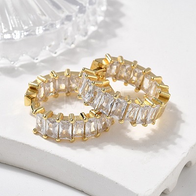 Brass Micro Pave Cubic Zirconia Huggie Hoop Earrings EJEW-K083-37G-B-1