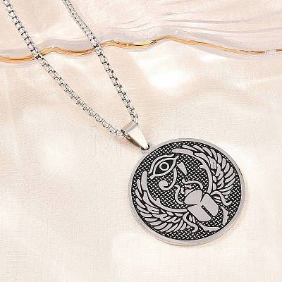 Religion 201 Stainless Steel Eye of Horus Egyptian Scarab Pendant Egyptian Scarab Box Chain Necklaces SA-H003-02P-1
