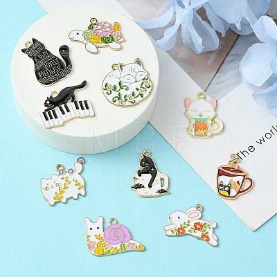 10Pcs 10 Styles Alloy Enamel Pendants ENAM-YW0004-01-1