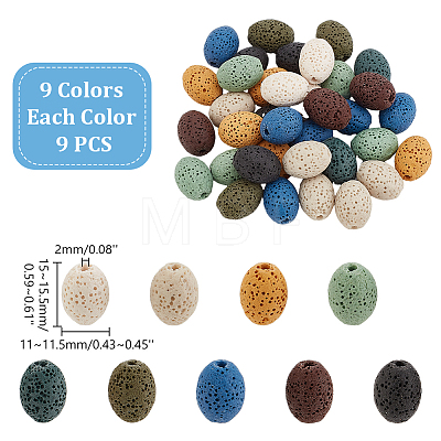 ARRICRAFT 81pcs 9 colors Natural Lava Rock Beads Strands G-AR0005-63-1