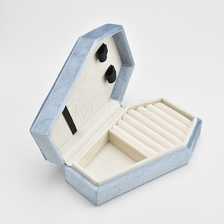 Coffin Shaped Velvet Jewelry Storage Boxes DARK-PW0001-116A-1