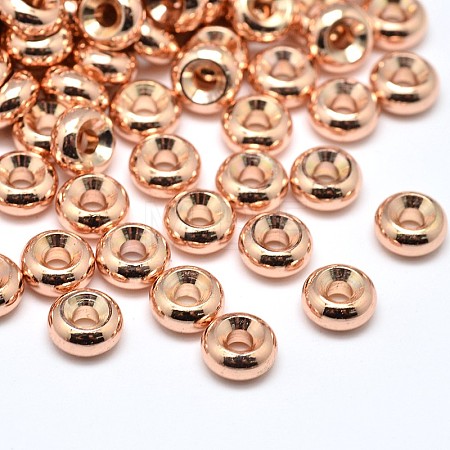 Rack Plating Brass Flat Round Spacer Beads KK-M085-11RG-NR-1
