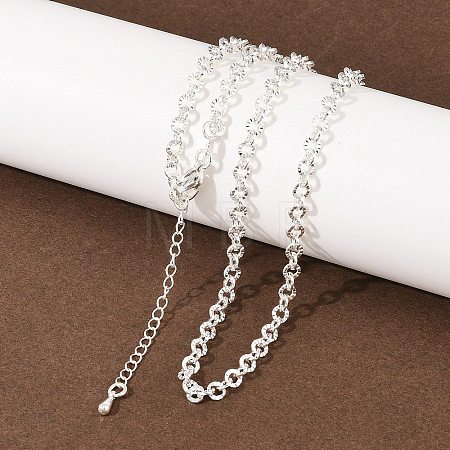 4MM Brass Textured Rolo Chain Necklaces for Men Women NJEW-L012-05S-1