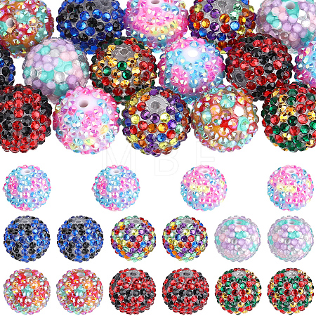 24Pcs 8 Colors Opaque Resin Rhinestone Beads RESI-PA0001-54-1