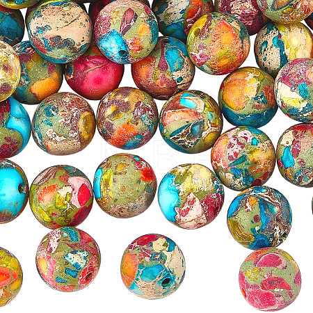 45Pcs Dyed Natural Imperial Jasper Beads G-SC0003-90A-1