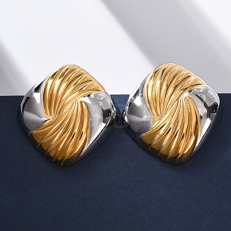 304 Stainless Steel Two Tone Stud Earrings EJEW-Z109-05GP-02-1
