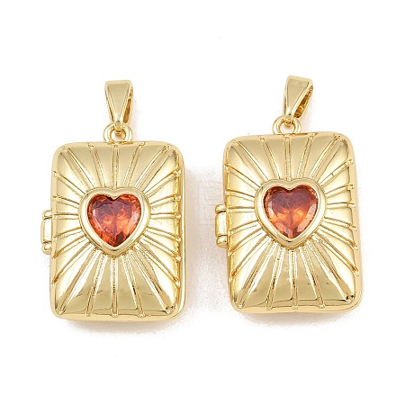 Brass & Glass Locket Pendants CU-CBA415D-03G-1