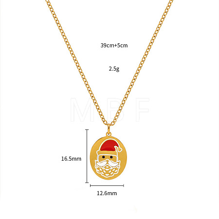 Christmas 304 Stainless Steel Enamel Pendant Necklaces FS-WGDAA96-10-1