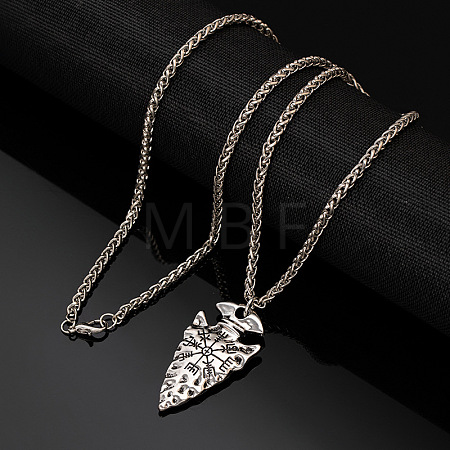 Vintage 304 Stainless Steel Viking Arrowhead Pendant Necklaces for Men WG2716D-01-1
