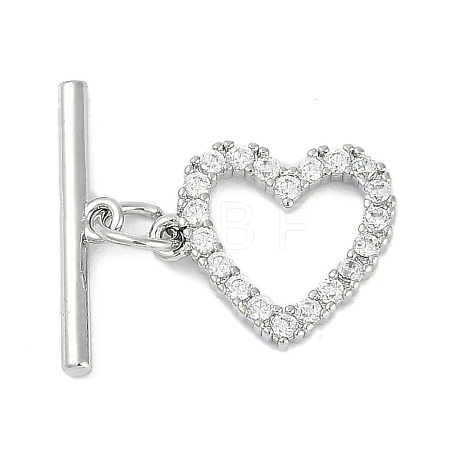 Brass Micro Pave Clear Cubic Zirconia Toggle Clasps KK-K391-07P-1