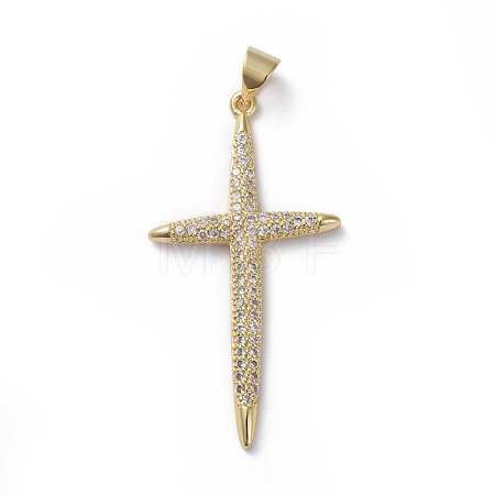 Brass Micro Pave Cubic Zirconia Pendants ZIRC-G159-02G-05-1