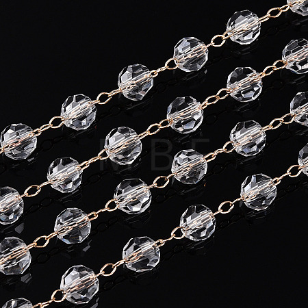 Handmade Glass Faceted Round Beaded Chains CHC-ZX005-05G-1