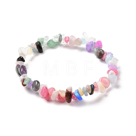 Mixed Gemstone Chips Stretch Bracelet for Women BJEW-JB08431-01-1