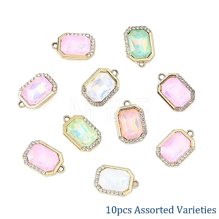 10Pcs UV Plating Alloy with Mixed Color Glass Rhinestone Pendants FIND-YW0009-03D-1