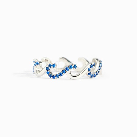 Wave Shaped 925 Sterling Silver Micro Pave Cubic Zirconia Finger Rings FS-WGA19D0-03-1
