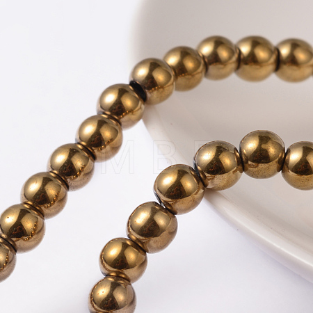Non-Magnetic Synthetic Hematite Beads Strands G-G091-6mm-1-1