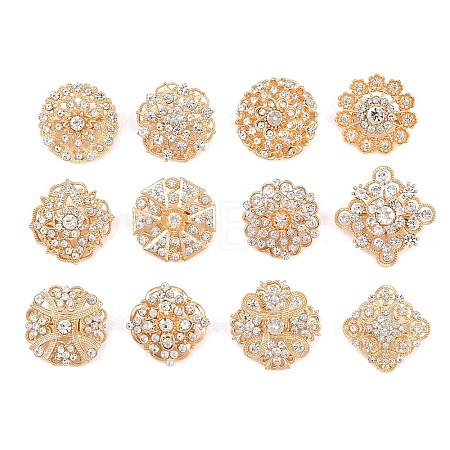 12Pcs Exquistie Rhinestone Brooch JEWB-G047-01KCG-1