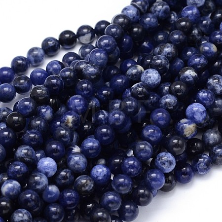 Round Natural Sodalite Beads Strands G-F222-39-12mm-1