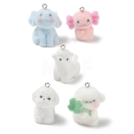 Flocky Opaque Resin Pendants RE-CBA098D-01P-1