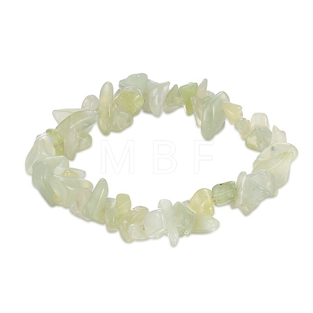 Natural New Jade Chips Stretch Bracelets BJEW-BB16534-A-1