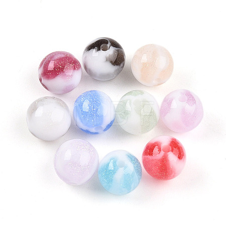 Two Tone Opaque Resin Beads RESI-N042-10mm-16-1