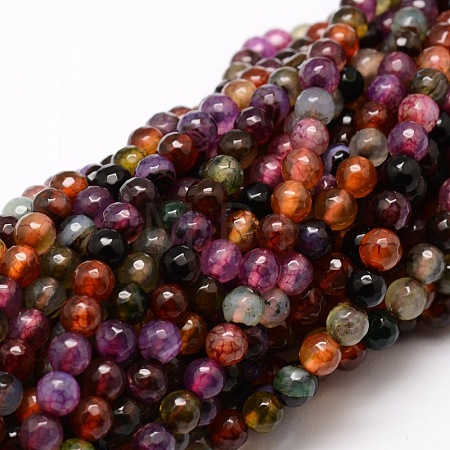 Faceted Natural Agate Round Beads Strands G-E319A-6mm-08-1