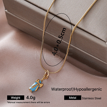 Vintage 304 Stainless Steel Enamel Perfum Bottle Pendant Necklaces for Women SI8197-5-1