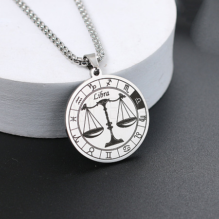 201 Stainless Steel Pendant Necklaces with Alloy Box Chain WGA45A6-07-1