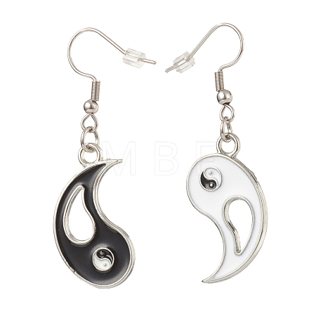 Alloy Enamel Tai Ji Dangle Earrings EJEW-JE04980-1