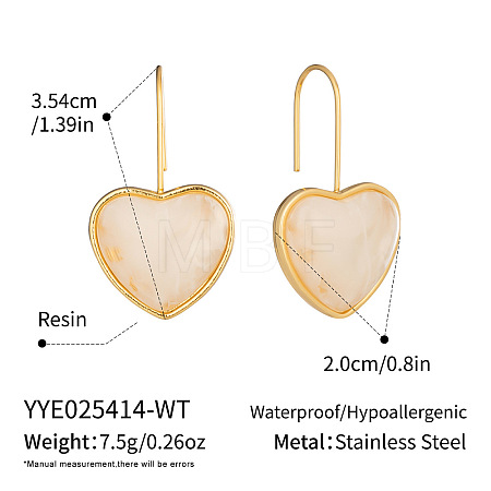 Heart 304 Stainless Steel Dangle Earrings KD3316-4-1