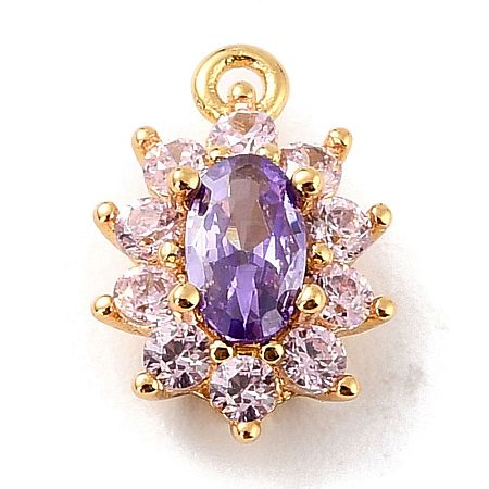 Eco-Friendly Brass Micro Pave Cubic Zirconia Charms ZIRC-C027-12G-04-RS-1