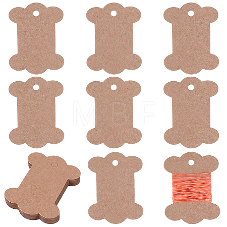 80Pcs Bone Shape Paper Thread Winding Boards SENE-SC0001-08-1