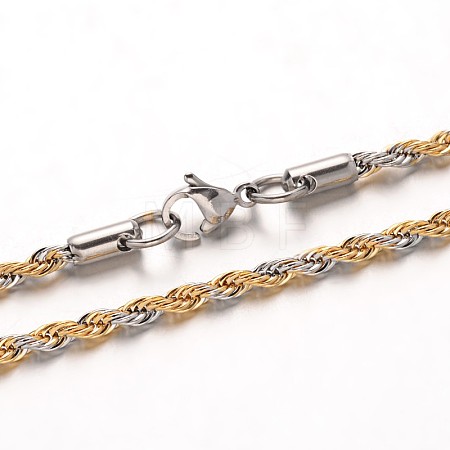 304 Stainless Steel Rope Chain Necklaces NJEW-M124-09GP-1
