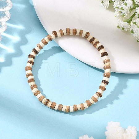 5MM Natural Coconut & Synthetic Turquoise Heishi Beads Stretch Bracelets BJEW-JB14418-1