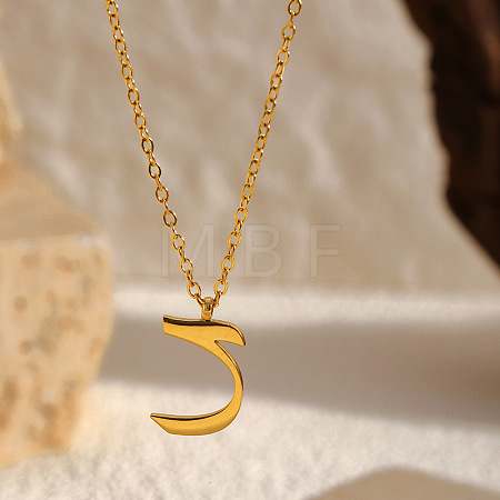 304 Stainless Steel Arabic Initial Letter Pendant Necklaces FS-WG7B6CA-07-1