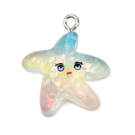 Ocean Theme Transparent Resin Pendants RESI-I351-03P-05-1