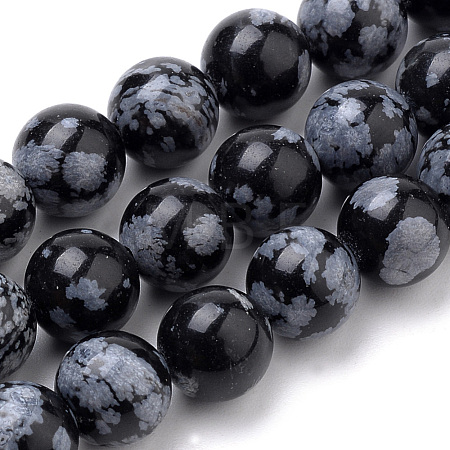 Natural Snowflake Obsidian Beads Strands X-G-S259-20-8mm-1