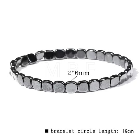 Synthetic Non-magnetic Hematite Beads Stretch Bracelets for Men RL7655-10-1