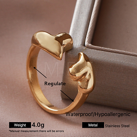 304 Stainless Steel Cuff Open Rings for Women UC0575-3-1