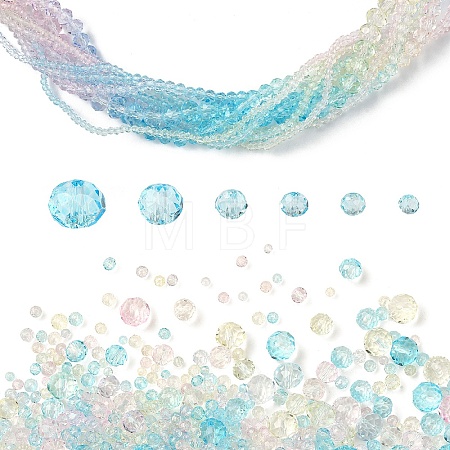 6 Styles Gradient Color Transparent Painted Glass Beads Strands DGLA-YW0001-28U-1