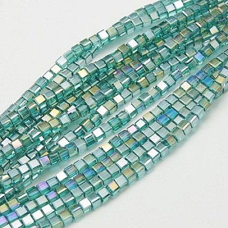 Electroplate Glass Beads Strands EGLA-D018-8x8mm-53-1