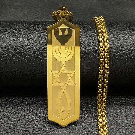 304 Stainless Steel Star of David Fish Pendant Box Chain Necklaces FS-WG4A3EC-02-1