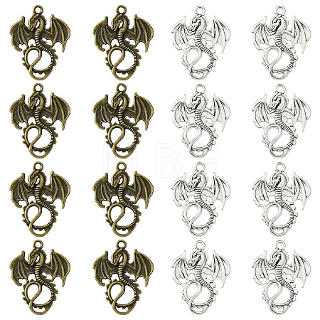 30Pcs 2 Colors Tibetan Style Alloy Pendants TIBEP-FS0001-17-1