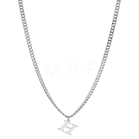 1Pc 304 Stainless Steel Letter Pendant Necklaces NJEW-LP0001-33H-P-1