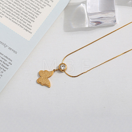 201 Stainless Steel Crystal Rhinestone Pendant Necklaces for Women WG0C703-06-1
