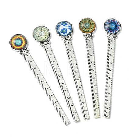 Mosaic Printed Glass Cabochons Bookmarks AJEW-JK00275-01-1