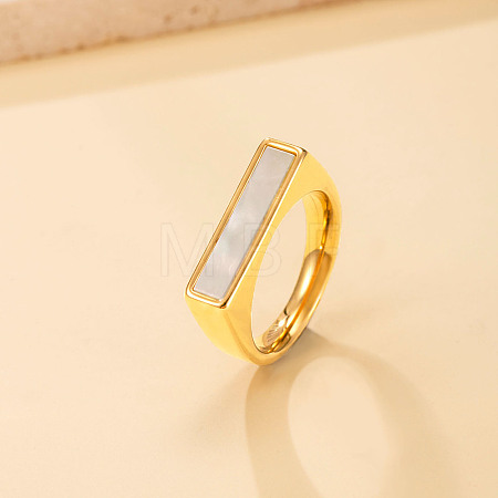 304 Stainless Steel with Shell Finger Rings for Women WG81AE1-04-1