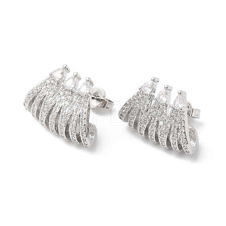 Clear Cubic Zirconia Claw Stud Earrings EJEW-L264-003P-1